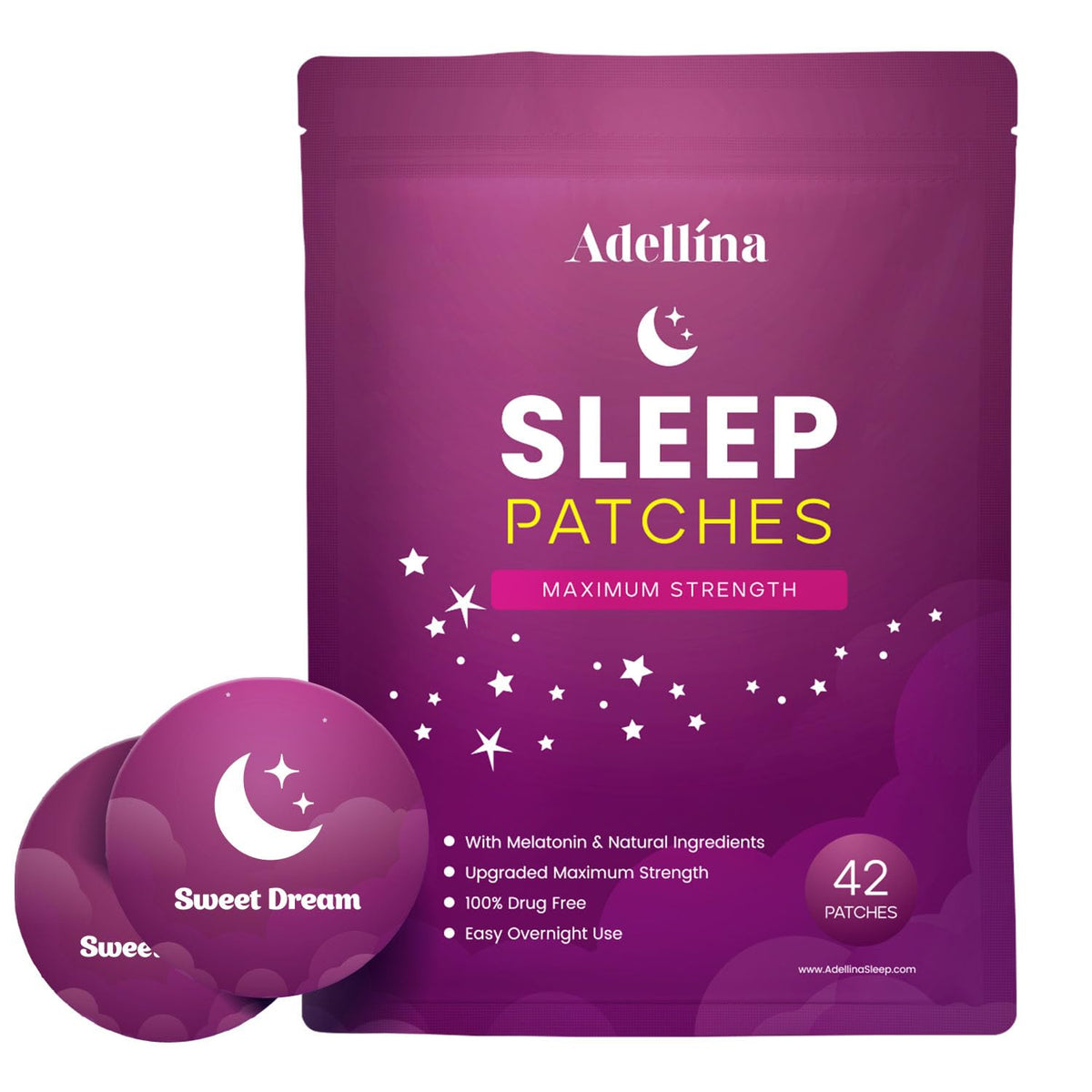Parche Adellina para aplicación nocturna, facilita la relajación antes de dormir.