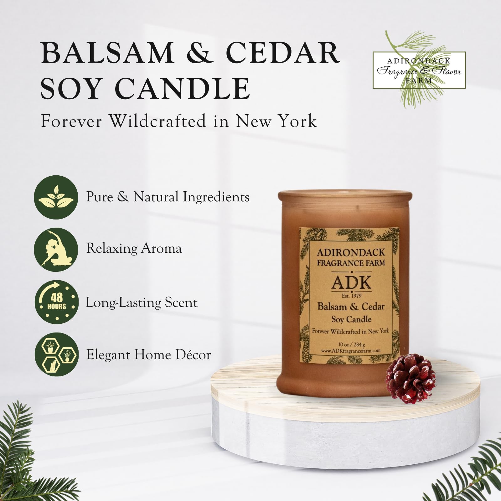 ADK Balsam & Cedar vela-detalle-cera-natural muestra cera soja de alta calidad
