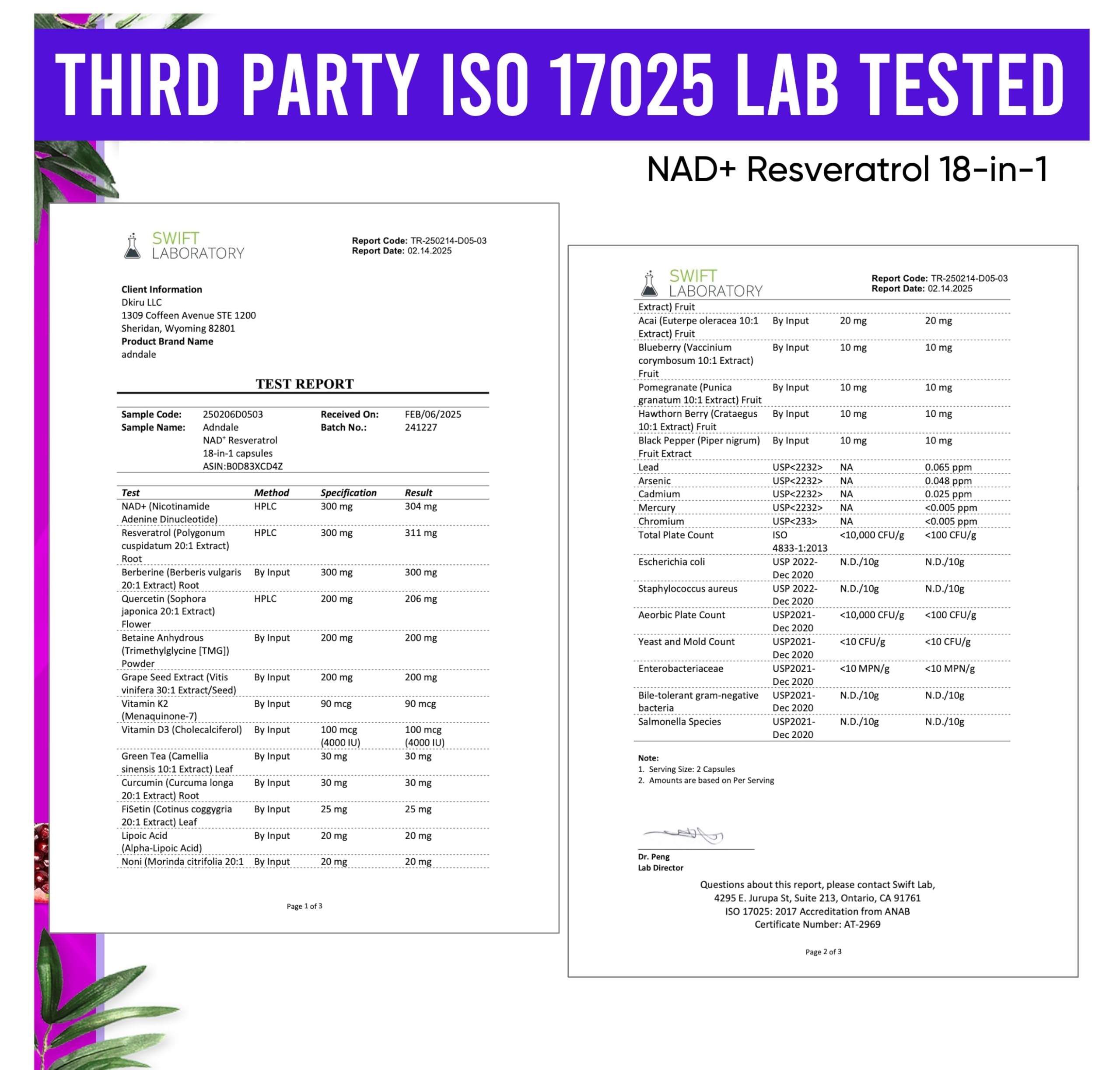 Certificado ISO 17025 en Adndale, laboratorio de control de calidad.