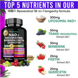 Cápsulas de Adndale Liposomal NAD Resveratrol, fórmula conveniente para el día.