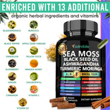 Cápsulas de ashwagandha y sea moss de Adndale, combinación equilibrada.