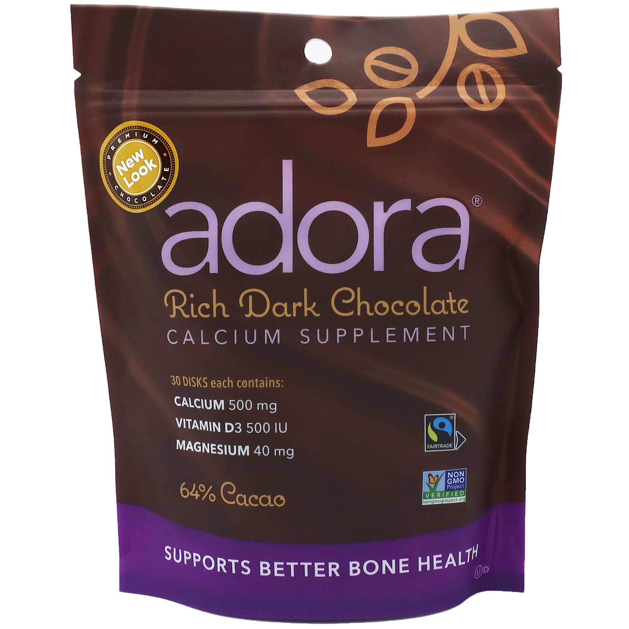 Adora calcio tabletas chocolate negro: experiencia sabrosa que aporta calcio y vitamina D3.