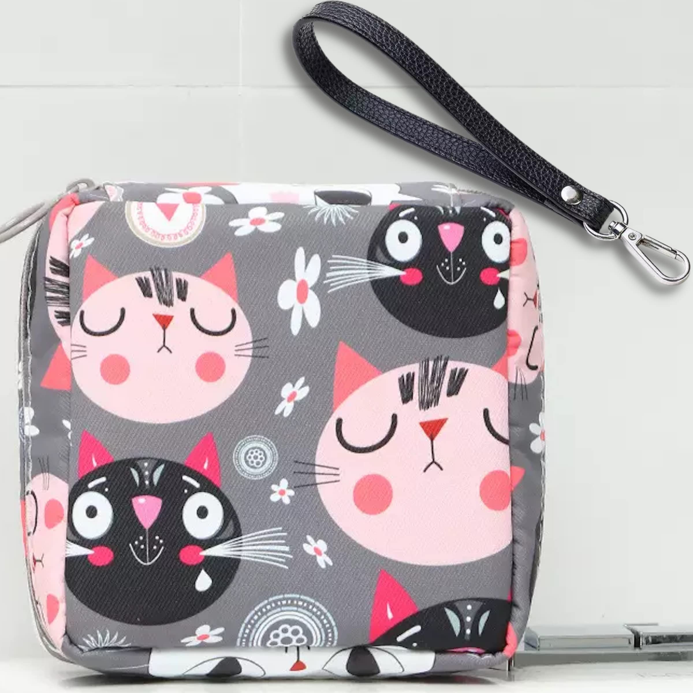 Adorable Pink Peri correa-lanyard con clip para enganchar en bolso, práctico