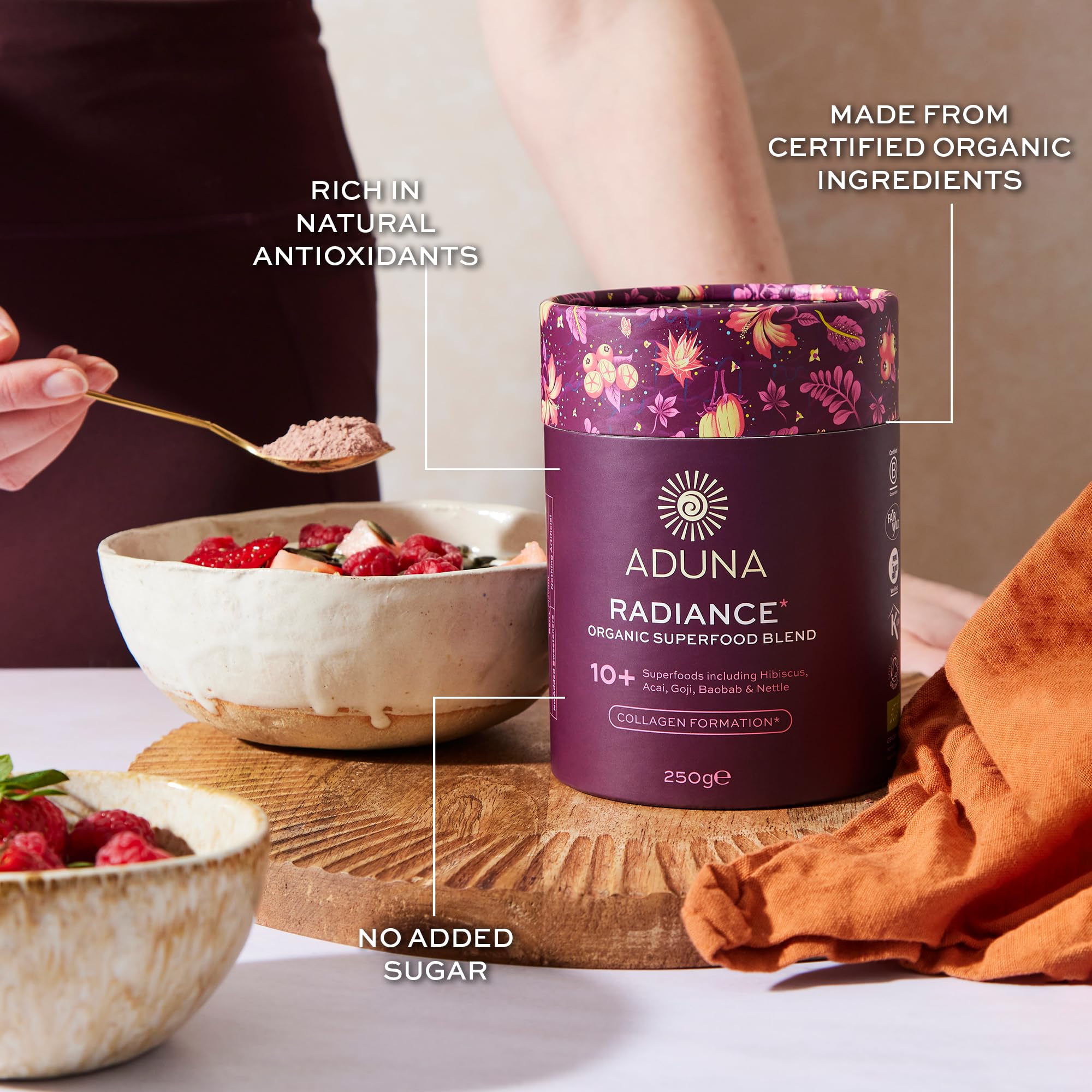 Aduna Radiancia polvo orgánico para zumos, antioxidantes naturales