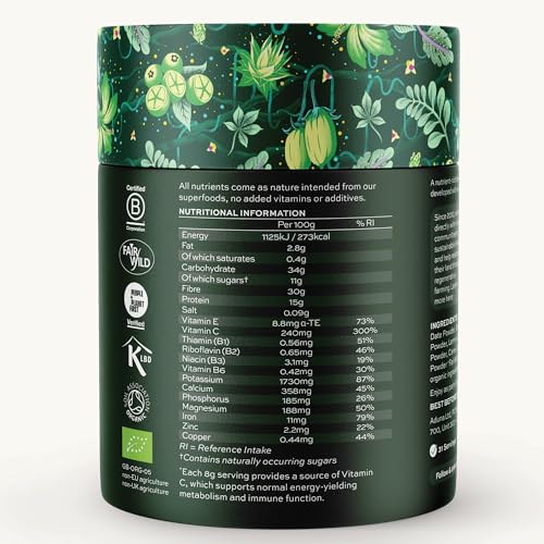 Aduna Super Greens, cucharilla medidora lista para porciones rápidas.