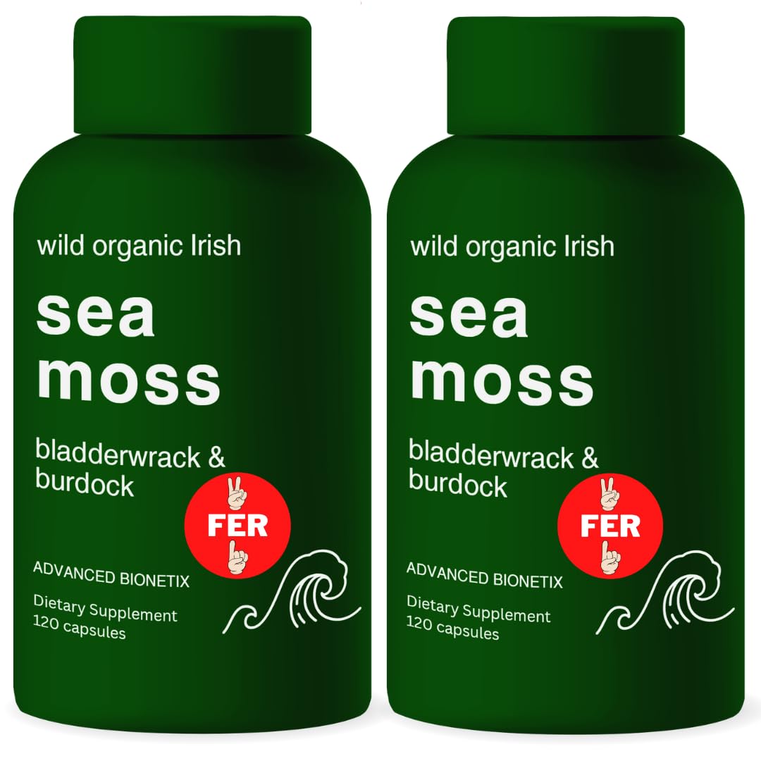 Cápsulas de musgo de mar orgánico de Advanced Bionetix para apoyo nutricional diario.