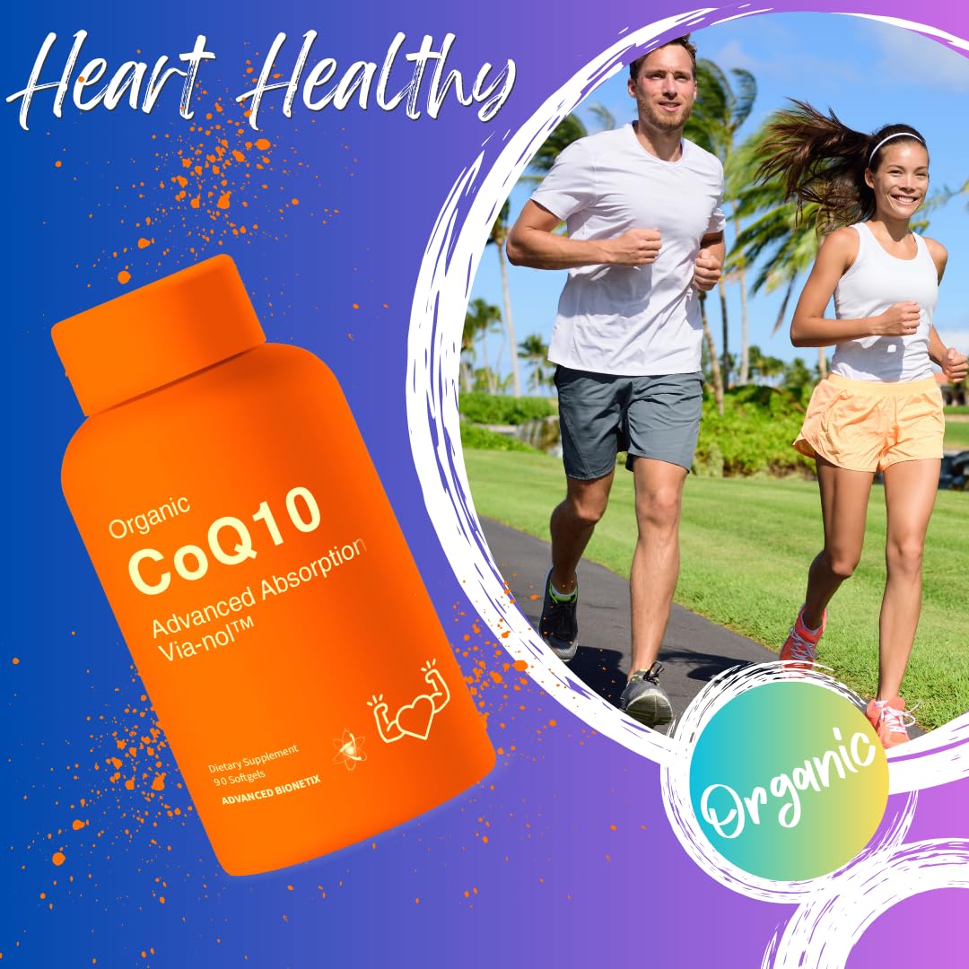 Advanced Bionetix CoQ10, etiqueta con sello de calidad y pureza.