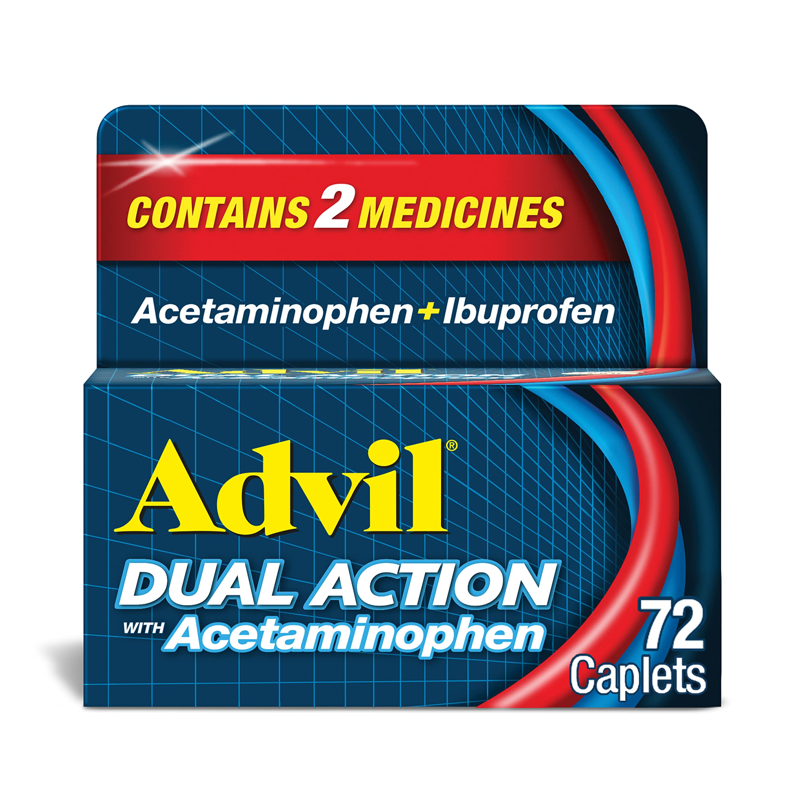 Frasco de Advil Doble Acción con cápsulas para alivio rápido de dolor ocasional