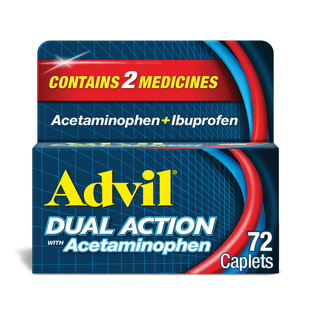 Frasco de Advil Doble Acción con cápsulas para alivio rápido de dolor ocasional