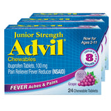 Advil Junior Strength tabletas uva frente: formato cómodo para niños.