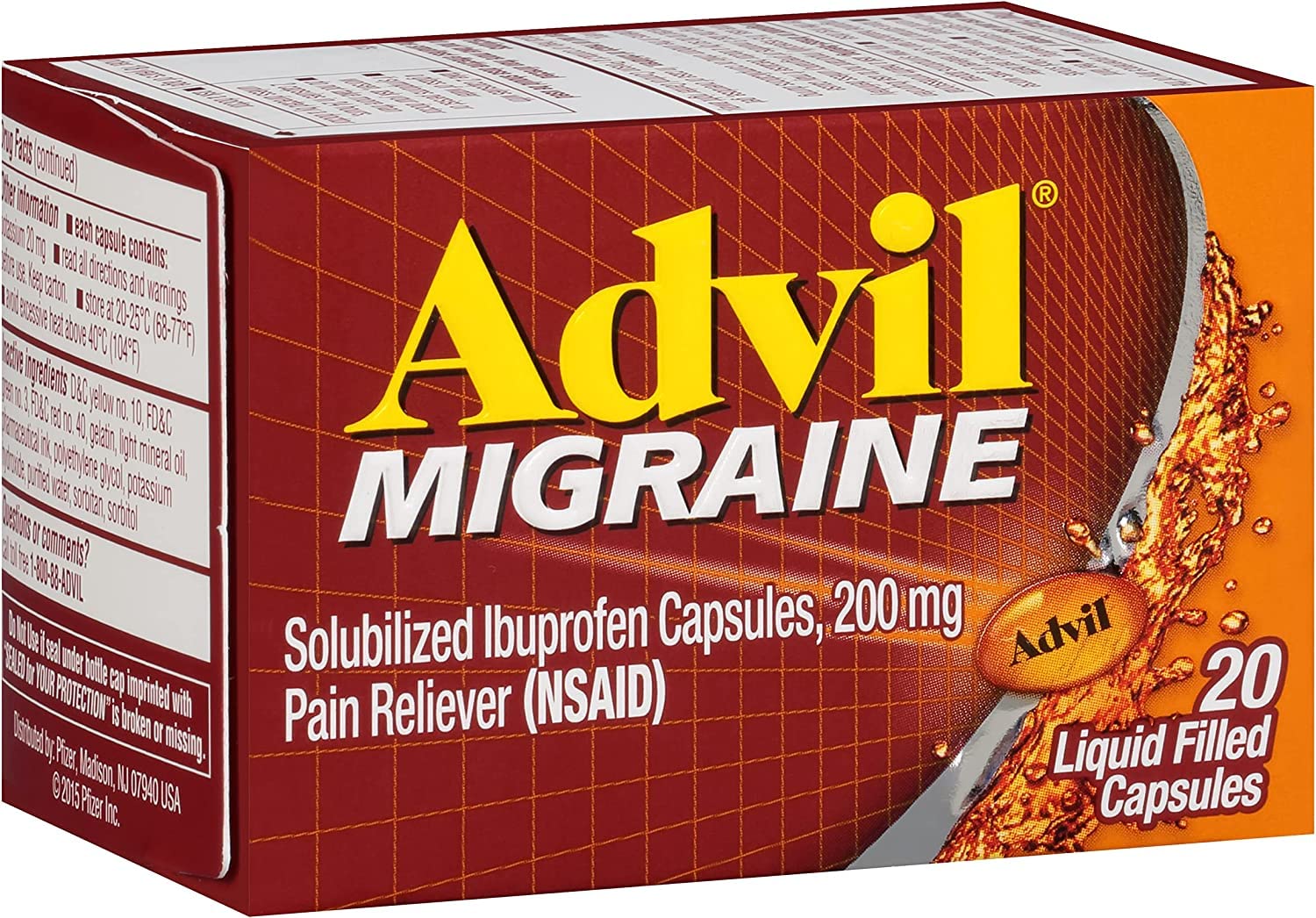 Cápsulas de gel líquido de Advil Migraña para alivio puntual.