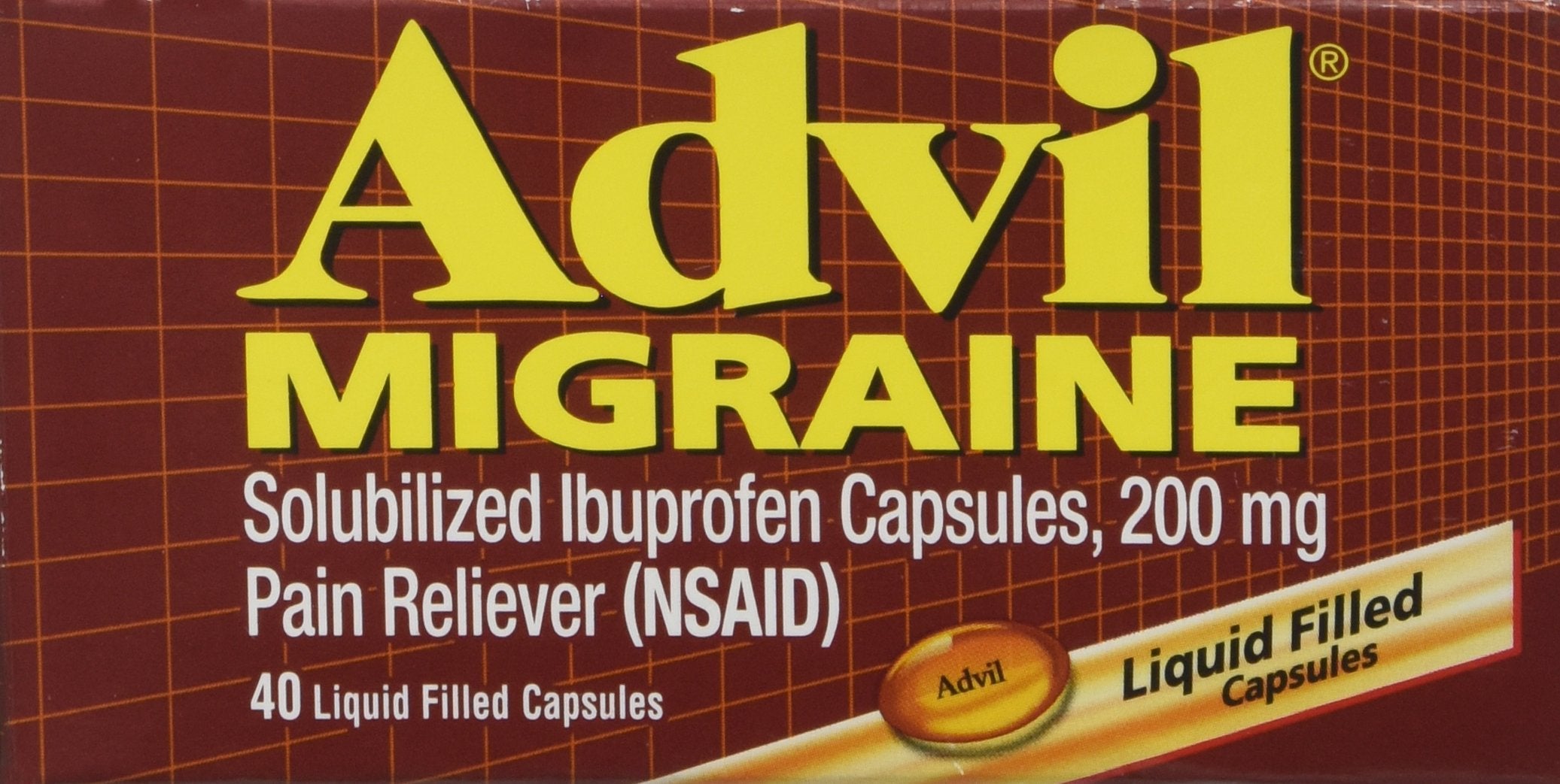 Advil Migraña Liqui-Gels: caja práctica para uso en casa o viaje.