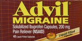 Advil Migraña Liqui-Gels: caja práctica para uso en casa o viaje.