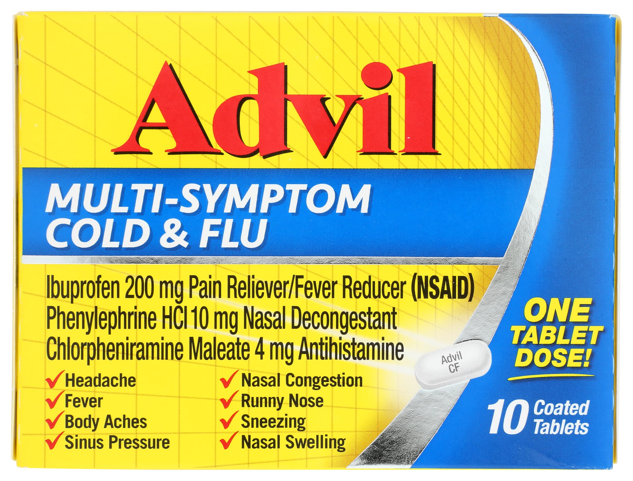 Advil tableta en blister para alivio temporal del dolor y fiebre