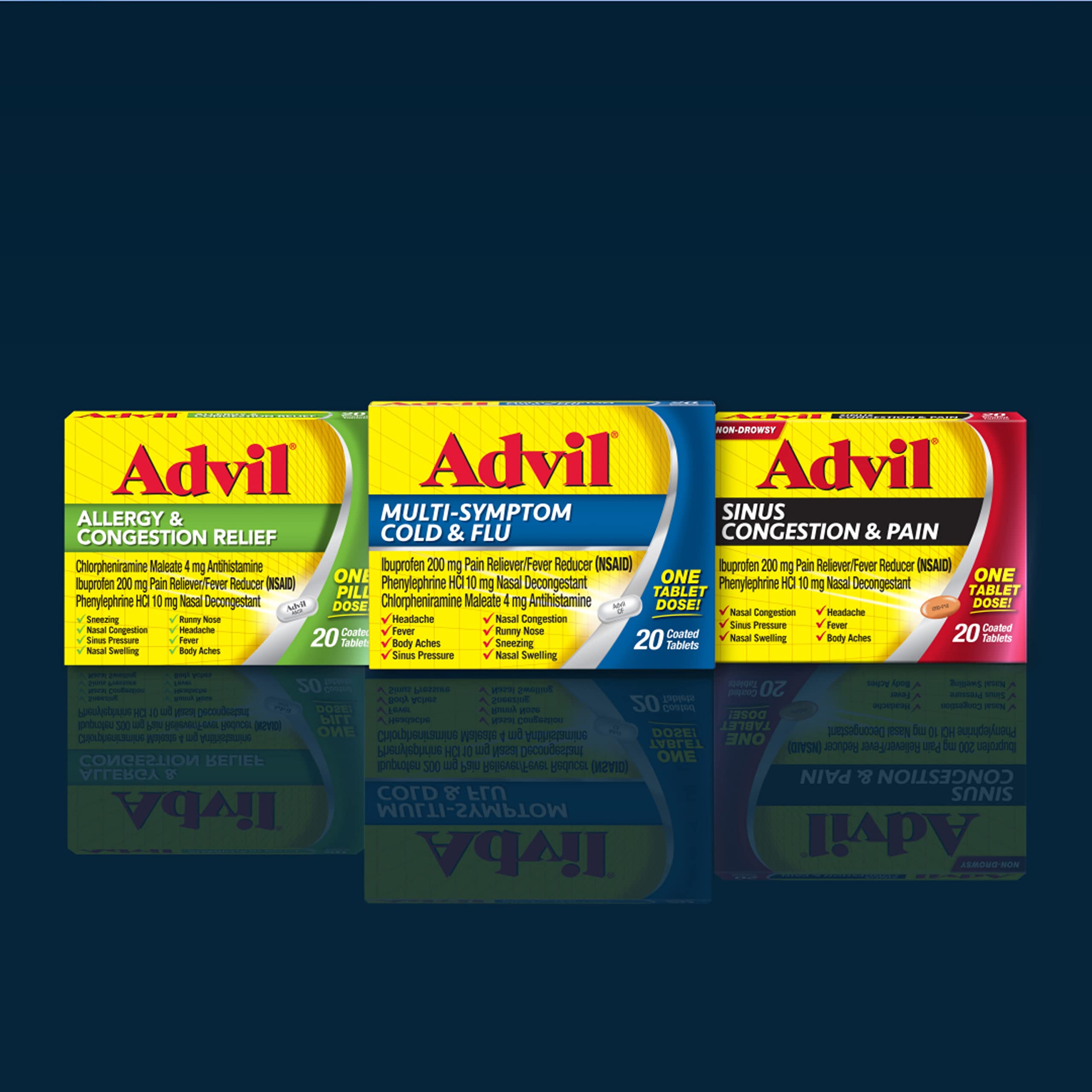 Advil Uso diario en dormitorio universitario: solución para síntomas de resfriado.