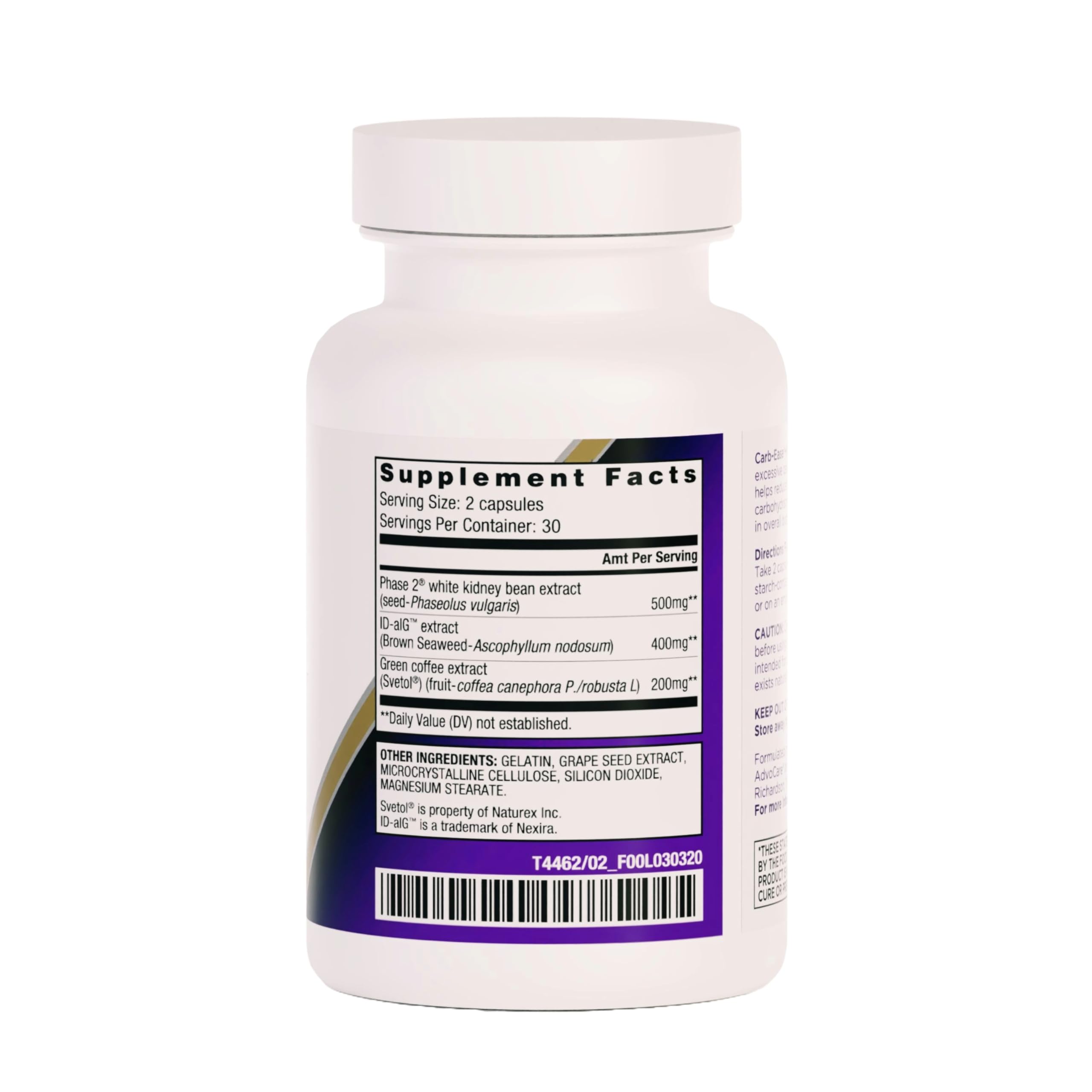 Caja frontal de AdvoCare Carb-Ease Plus para uso diario.