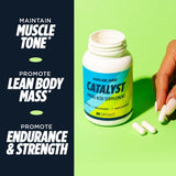 Escena de gimnasio con AdvoCare Catalyst para rendimiento y recuperación