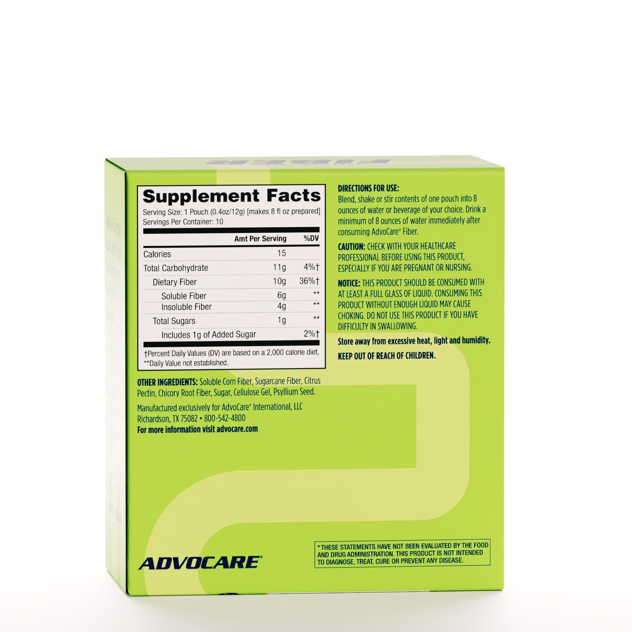 AdvoCare Fiber sin sabor, mezcla rápida en vaso para apoyar la salud digestiva diaria.
