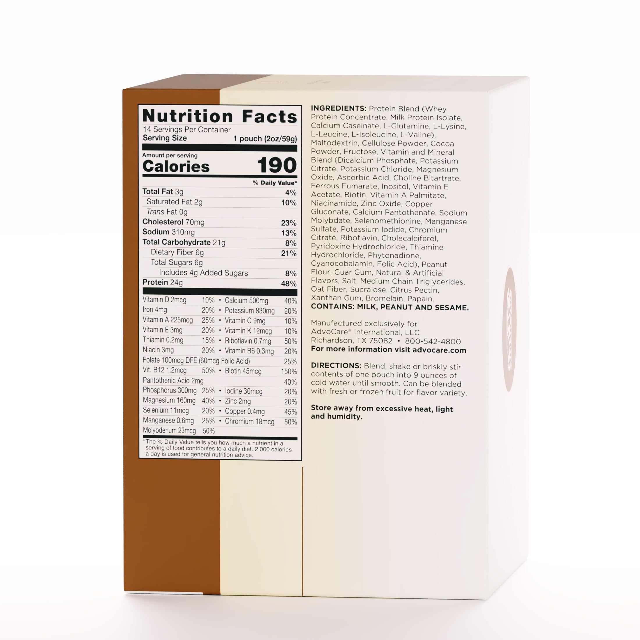 AdvoCare Batido de Reemplazo con chocolate y maní, preparado para mezclar con fruta fresca
