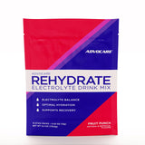 AdvoCare Rehydrate, empaque de porciones Fruta Punch, hidratación portátil para entrenamientos.