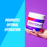 AdvoCare Rehydrate etiqueta frontal brinda información clara de beneficios.