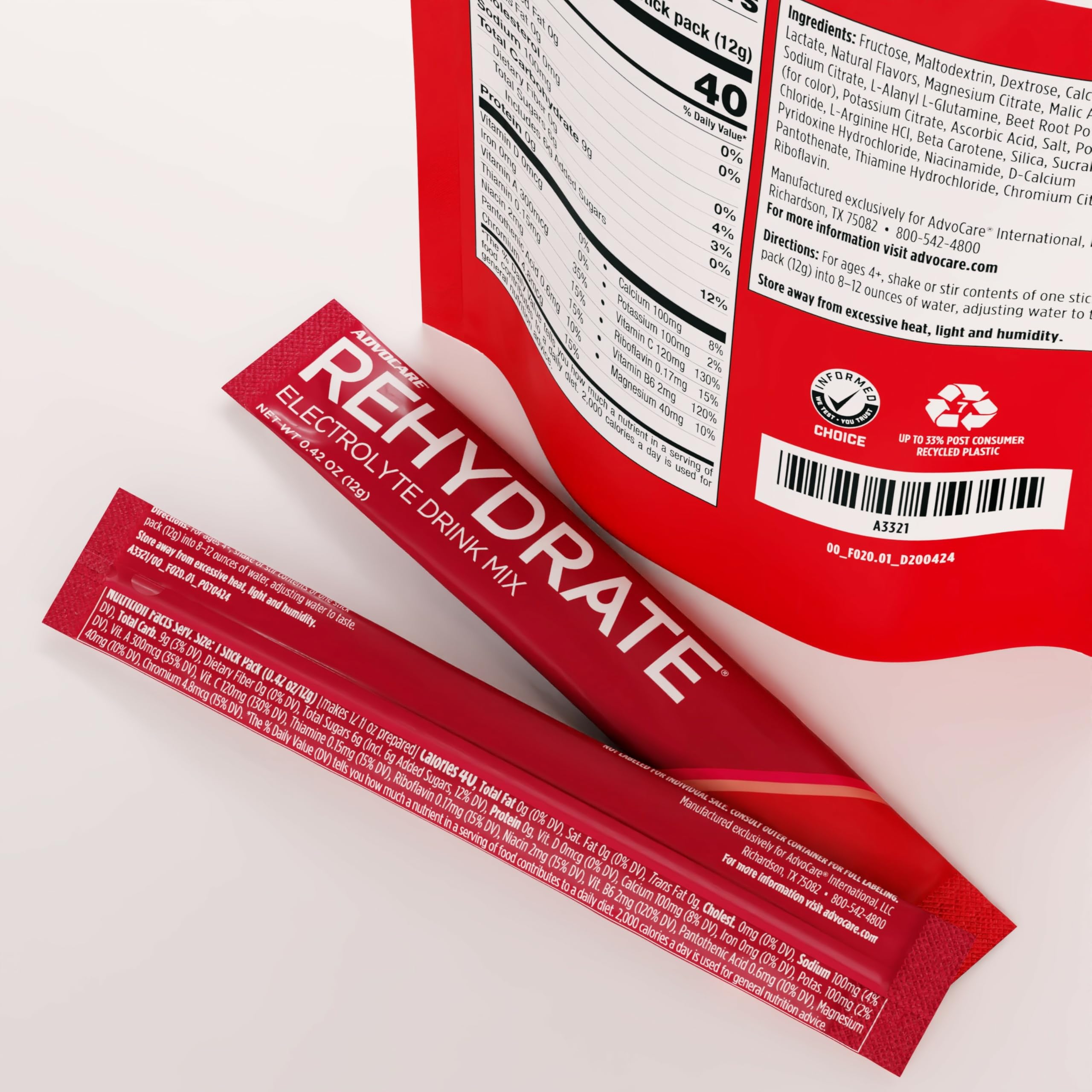 AdvoCare Rehydrate: mezcla en agua para hidratación rápida y agradable