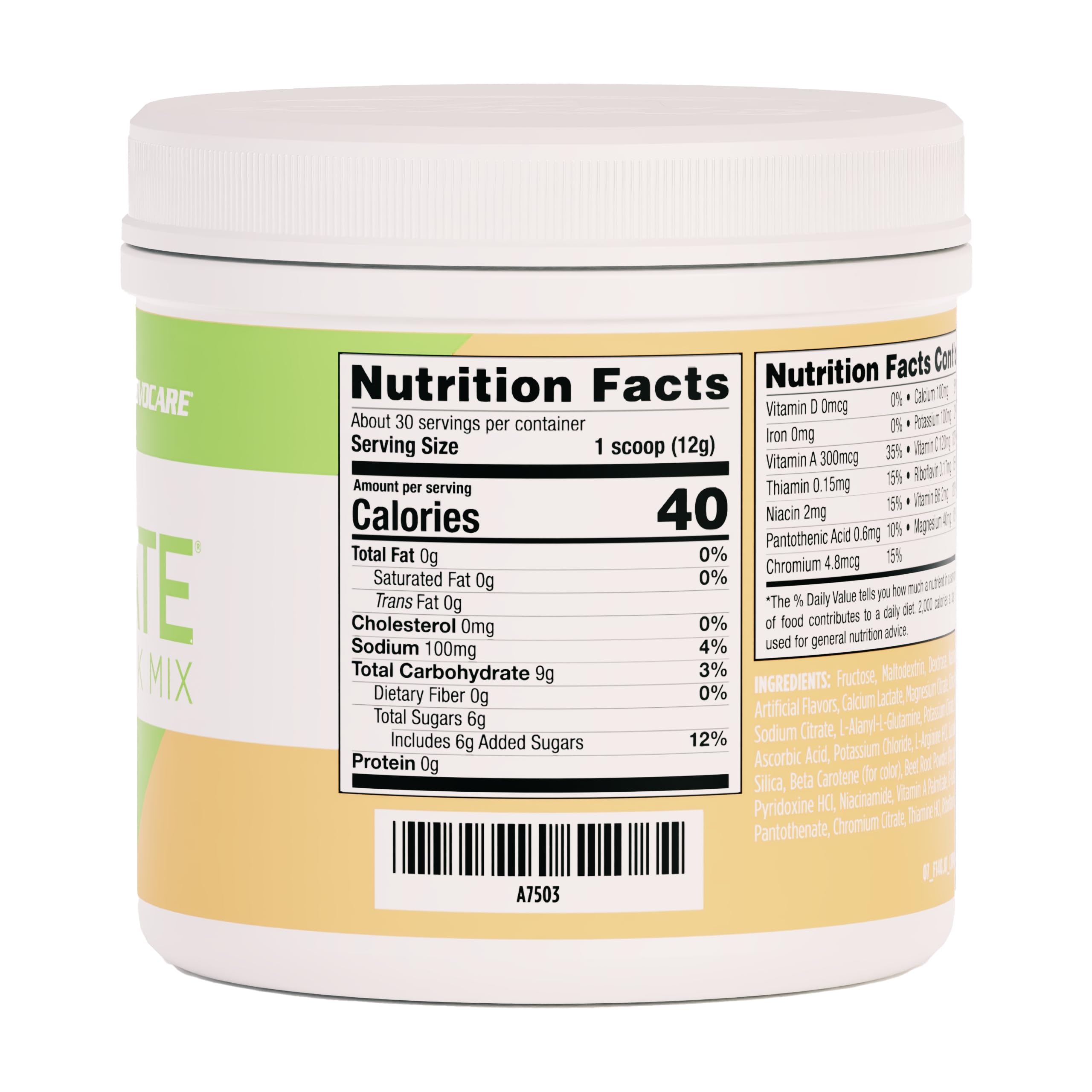 AdvoCare Rehydrate vertido en vaso melon para bebida refrescante y equilibrada