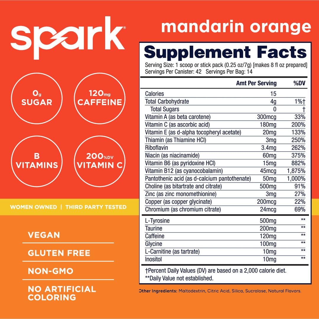 AdvoCare Spark polvo de energía con vitaminas y aminoácidos para enfoque