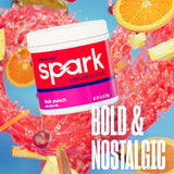 Compact AdvoCare Spark tub highlighting portable energy for travels.