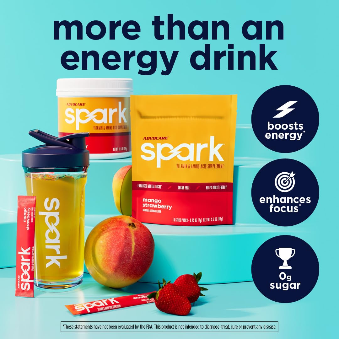 AdvoCare Spark pulso energizante para concentración durante tareas.