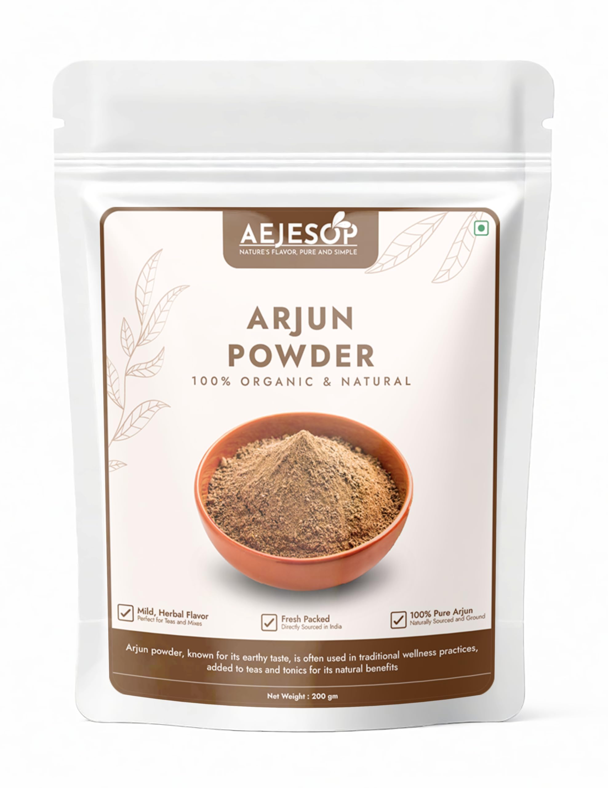 AEJESOP Polvo de Arjuna en botella para uso cotidiano y bienestar.