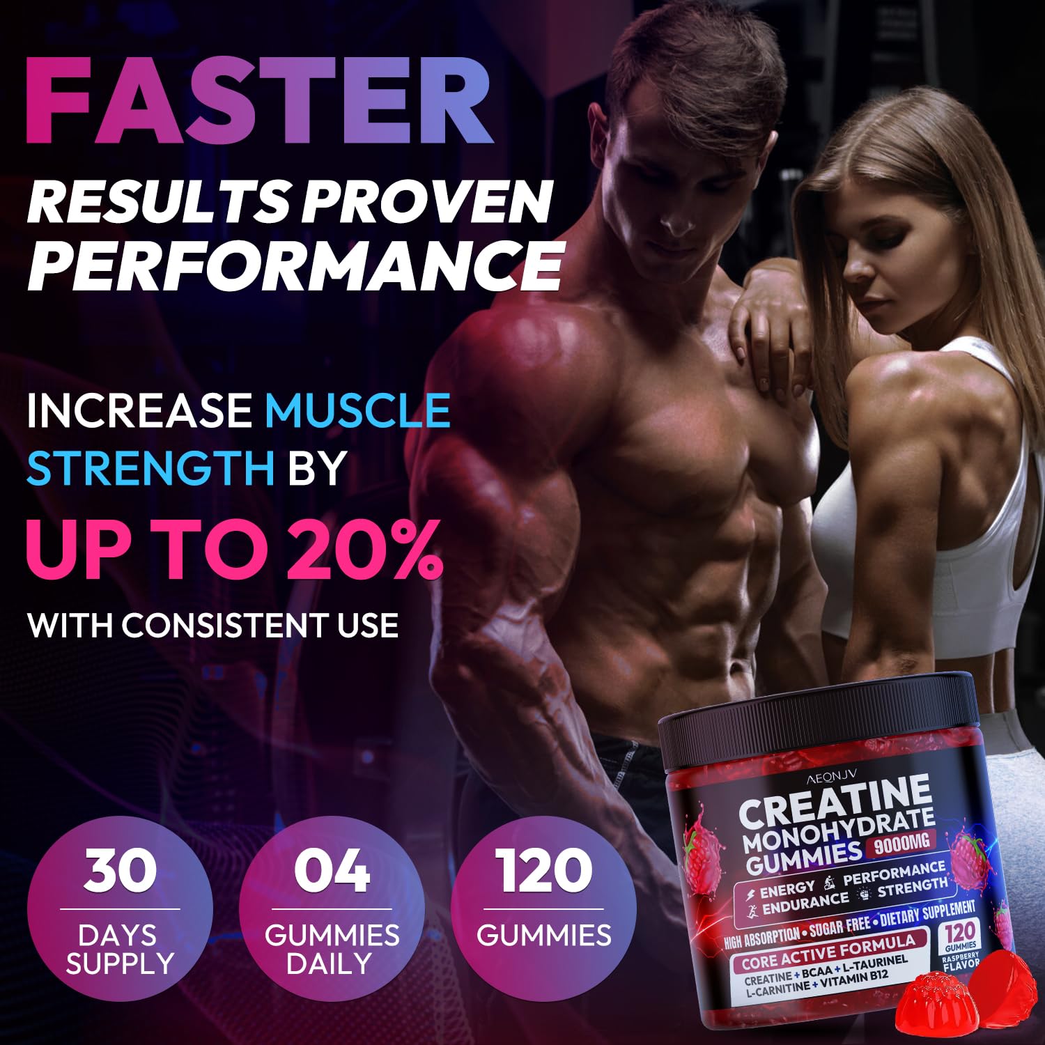 AEQNJV bolsa portátil para gym con gomitas creatina de fácil consumo.