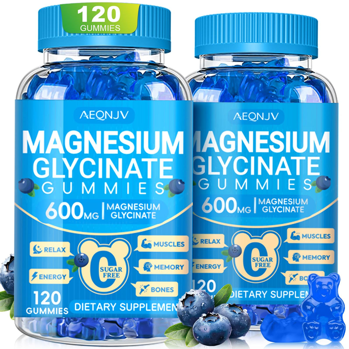 AEQNJV gomitas glicinato magnesio 600mg: apoyo diario y relajación