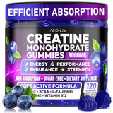 AEQNJV Creatine Gummies monohidratada, frente del envase, potencia energía para entrenamientos.