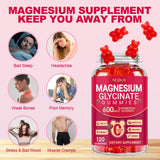 Gomitas AEQNJV magnesio glicinato 600 mg en envase cerrado para almacenamiento sencillo.