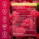 AEQNJV gomitas magnesio glicinato 600 mg trasera, información de dosis y beneficios.
