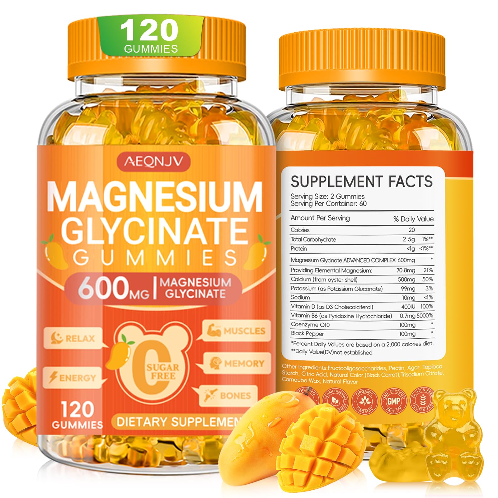 AEQNJV gomitas magnesio glicinato frambuesa: sabor agradable para ingesta diaria