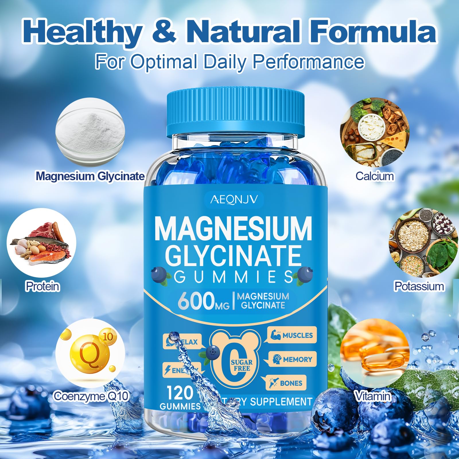 AEQNJV gominolas magnesio glicinato 600 mg, envase abierto, consumo diario recomendado