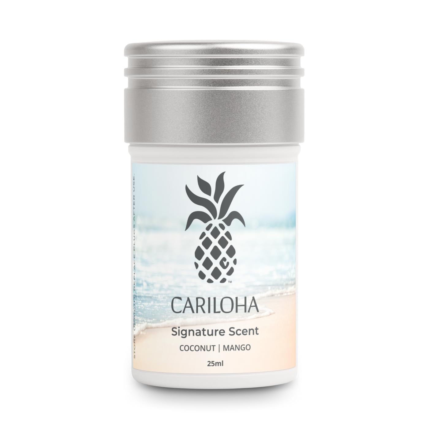 AERA Cariloha Signature: botella con vertido mango y coco, experiencia sensorial duradera.