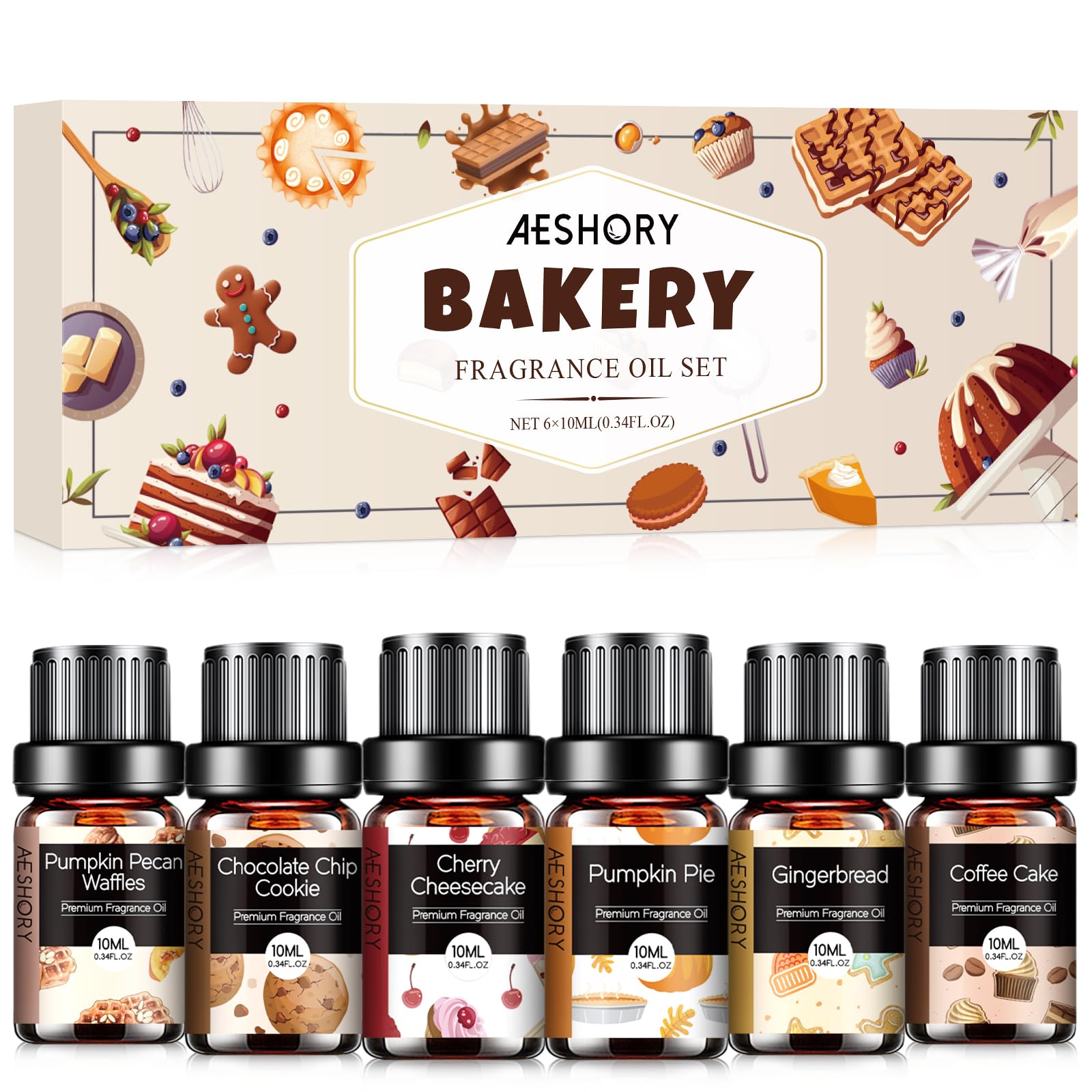 Aeshory: conjunto de aceites panadería pastel-calabaza para difusor y ambientación
