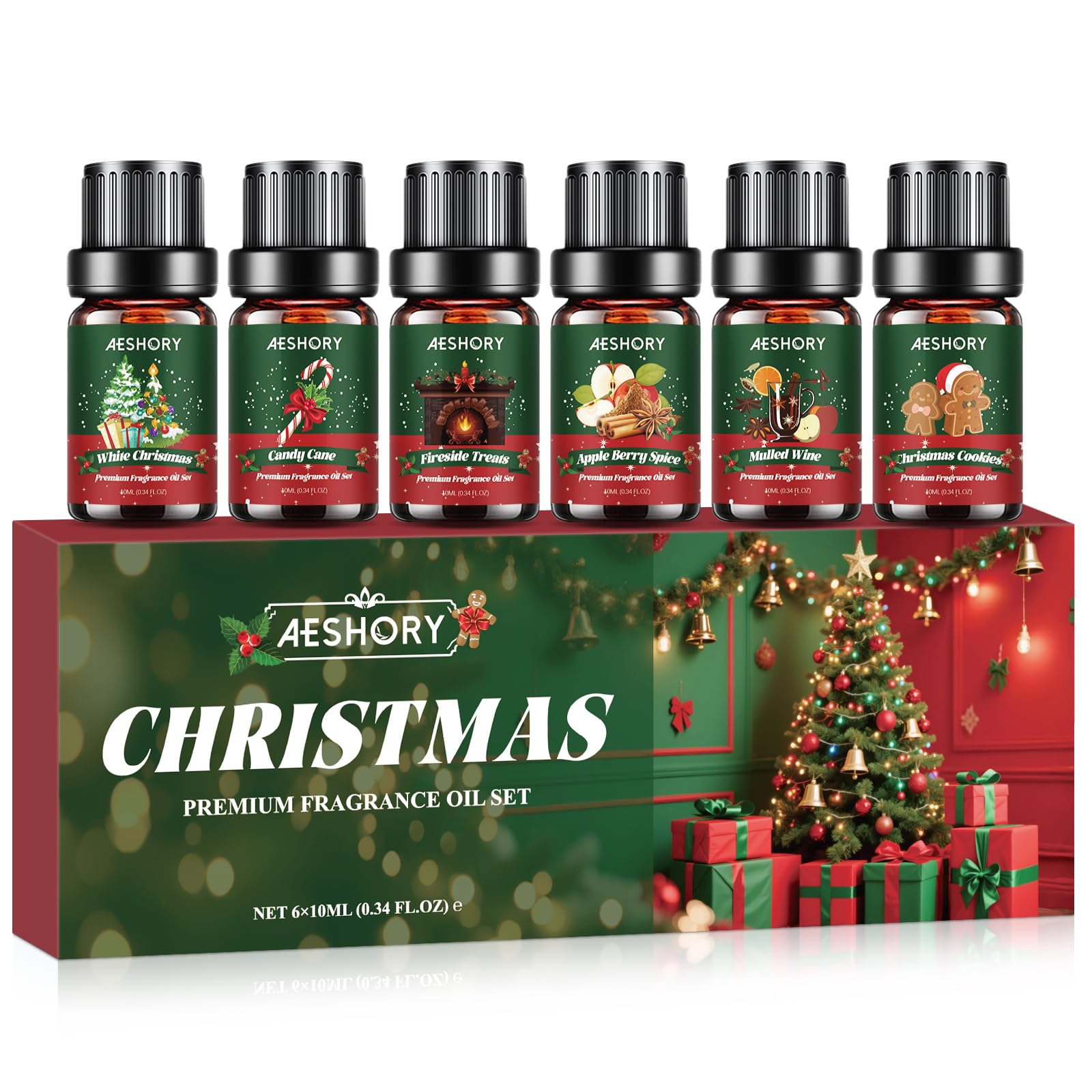Aeshory conjunto navidad 6 aceites aromáticos para difusor, creando ambiente acogedor