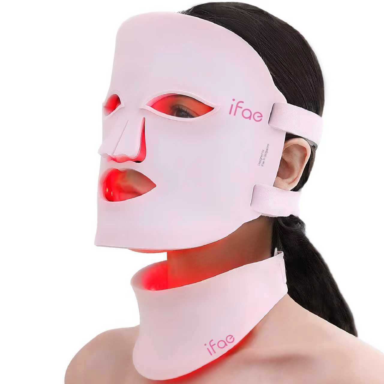 Aesthifae mascarilla con luz roja para cara y cuello, suaviza textura de la piel.
