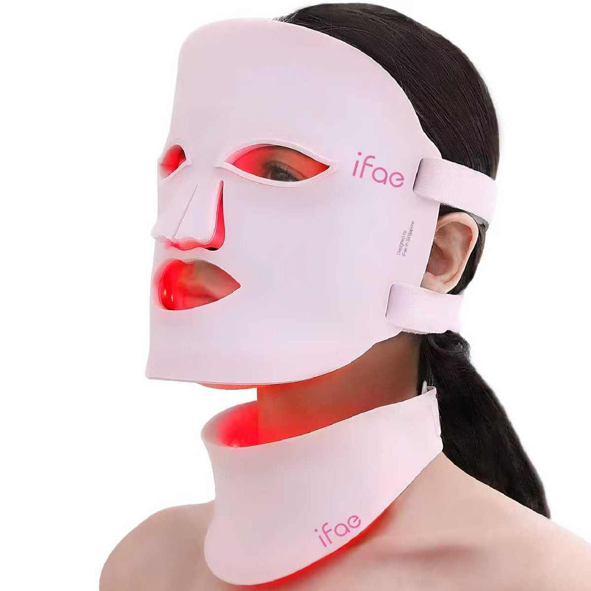 Aesthifae mascarilla con luz roja para cara y cuello, suaviza textura de la piel.