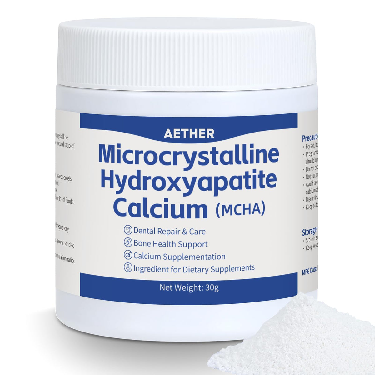 Polvo hidroxiapatita MCHA de AETHER, microcristalina no nano, para formulaciones estables.