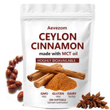 Aevezom Canela Ceilán Cápsulas Suaves en botella, fácil uso diario.