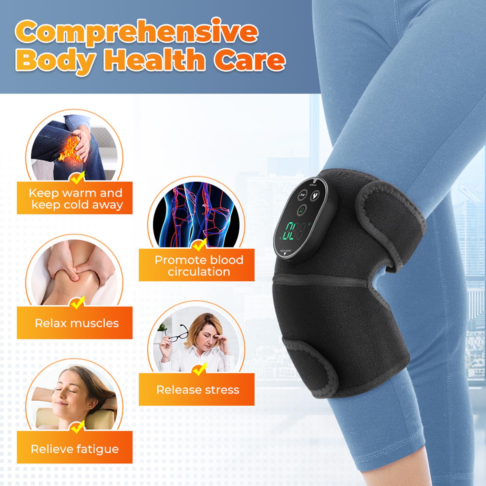 AFDEAL Calentador de rodilla con 6 niveles de temperatura para comodidad
