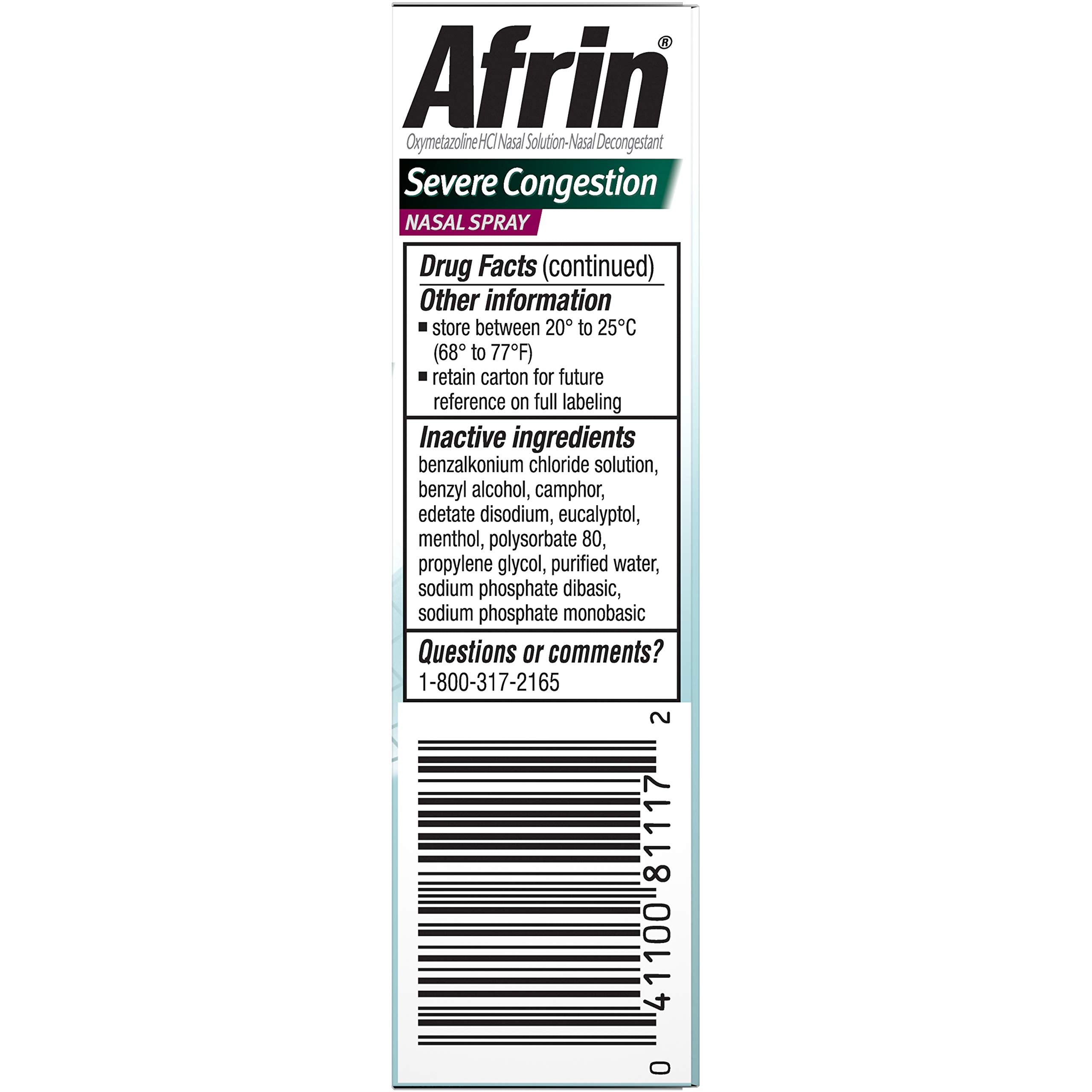 Afrin congestión severa: presentación con ocho frascos para conveniencia.