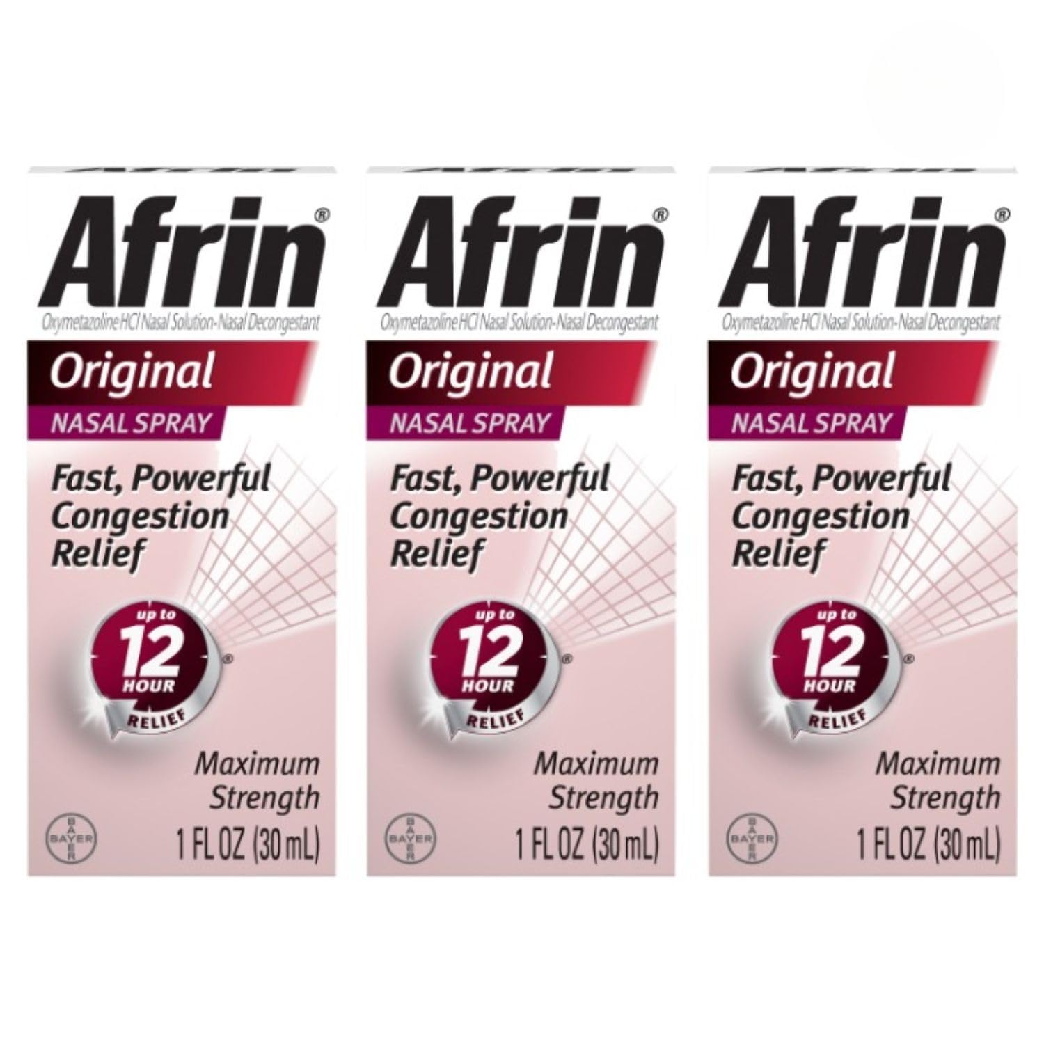 Afrin Original, frascos de 30 ml, conjunto práctico para descongestión nasal.