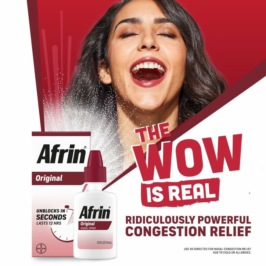Afrin Original, paquete de tres frascos para la familia.