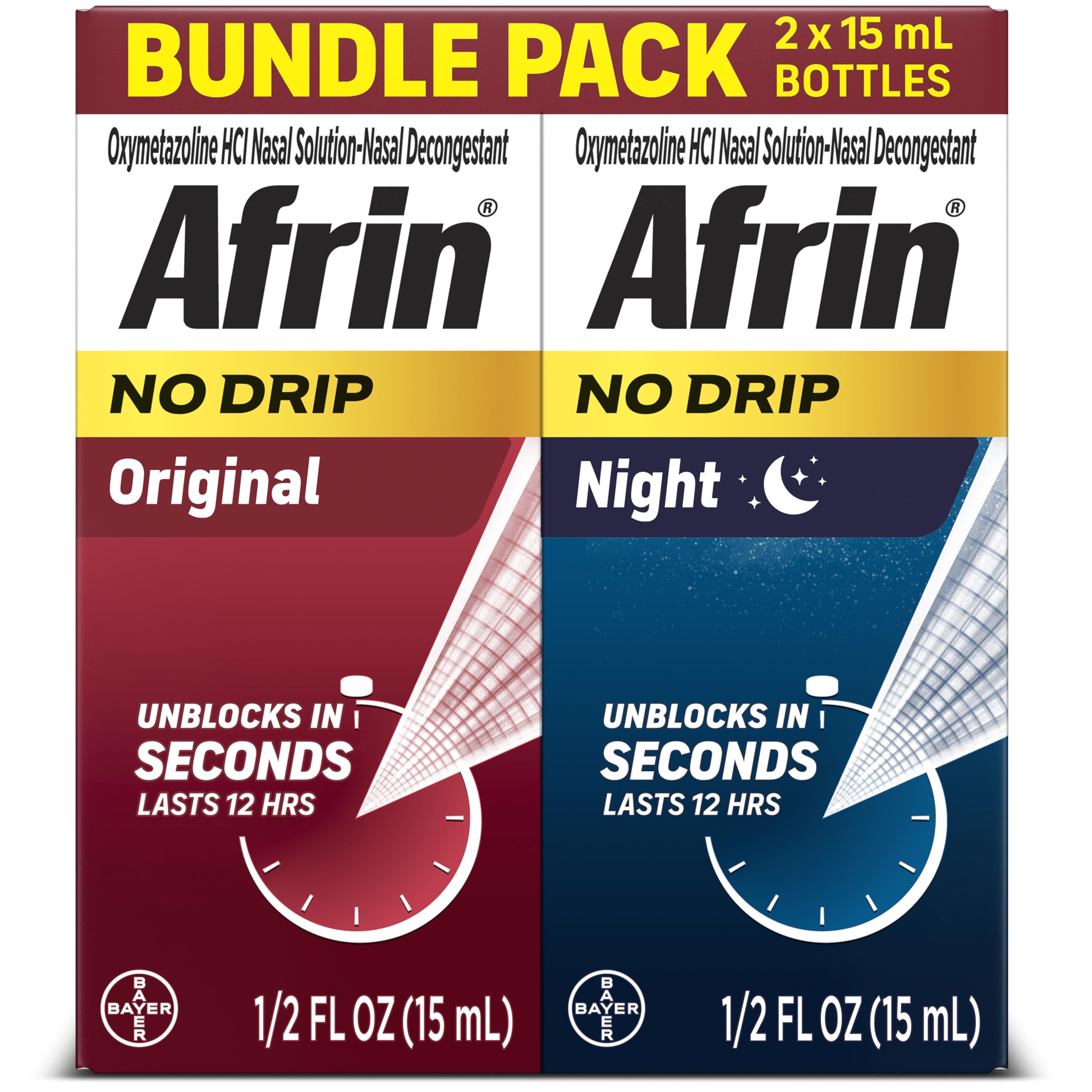 Afrin Original sin goteo en botella para descongestión rápida y sin desorden.